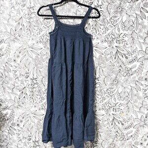 Universal Thread, Small, navy, tiered, ruffle midi dress.